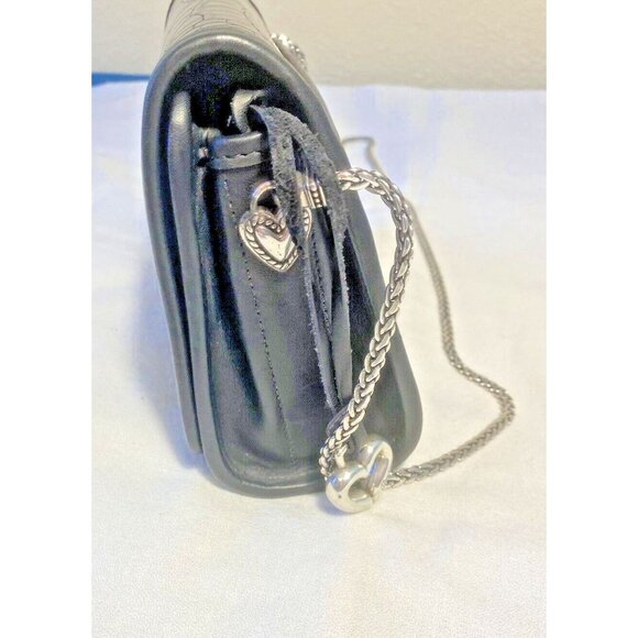 Brighton Boxy Black Croc Leather Silver Chain Strap Crossbody Bag 8.5 x 6 x 3" - Picture 4 of 16